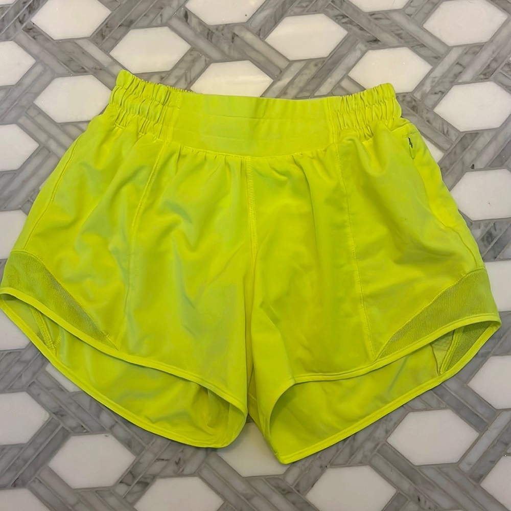 Neon yellow Lululemon shorts, 4 inch, size 2